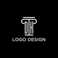 dk monogram eerste logo met pijler vorm icoon ontwerp vector