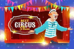shapito circus tekenfilm matroos clown, circus stadium vector