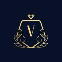 vector premie luxueus parfum logo v