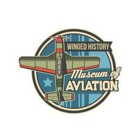 luchtvaart museum vector icoon met wijnoogst vlak