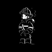brandweerman, zwart en wit vector illustratie