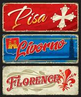 pisa, livorno en Florence Italiaans steden stickers vector