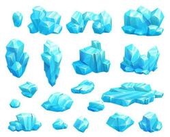 tekenfilm bevroren ijs Kristallen en ijspegels, blokken vector