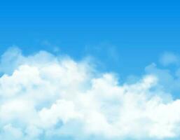 wit pluizig wolken of mist Aan blauw lucht achtergrond vector