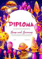 kinderen diploma certificaat, fantasie magie champignons vector