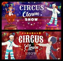 shapito circus clown tekenfilm tekens banners vector