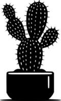 cactus - zwart en wit geïsoleerd icoon - vector illustratie