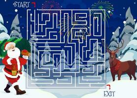 Kerstmis doolhof of labyrint spel met de kerstman claus vector