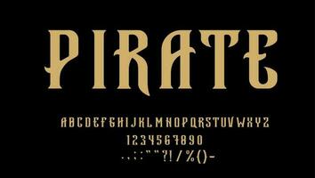 middeleeuws piraat zeerover lettertype, type of lettertype vector