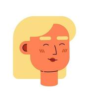 glimlachen Kaukasisch vrouw met blond haar- semi vlak vector karakter hoofd. opgewonden dame. bewerkbare tekenfilm avatar icoon. gezicht emotie. kleurrijk plek illustratie voor web grafisch ontwerp, animatie