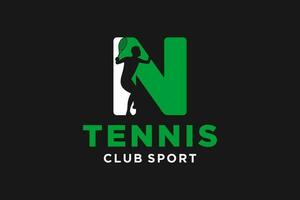 vector initialen brief n met tennis creatief meetkundig modern logo ontwerp.