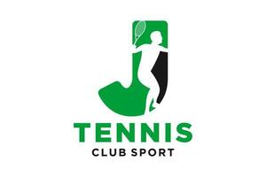 vector initialen brief j met tennis creatief meetkundig modern logo ontwerp.