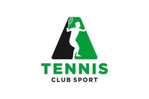 vector initialen brief een met tennis creatief meetkundig modern logo ontwerp.