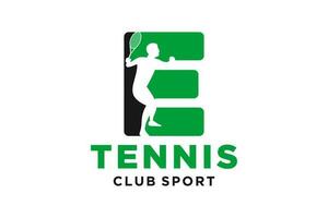 vector initialen brief e met tennis creatief meetkundig modern logo ontwerp.