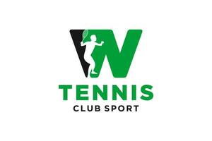 vector initialen brief w met tennis creatief meetkundig modern logo ontwerp.