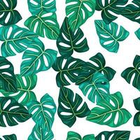 botanisch blad behang. tropisch patroon, palm bladeren bloemen achtergrond. abstract exotisch fabriek naadloos patroon. vector