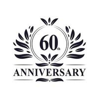 60ste verjaardagsviering, luxe 60-jarig jubileumlogo-ontwerp. vector