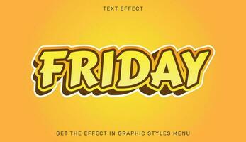 vrijdag bewerkbare tekst effect in 3d stijl vector