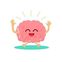 roze tekenfilm hersenen karakter dans en glimlach. vector