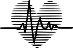 hartslag, zwart en wit vector illustratie