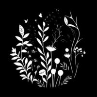 bloemen achtergrond - zwart en wit geïsoleerd icoon - vector illustratie