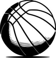 basketbal - zwart en wit geïsoleerd icoon - vector illustratie