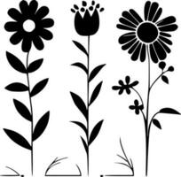 bloemen, zwart en wit vector illustratie