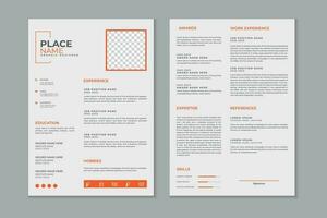 professioneel modern en schoon dubbele Pagina's hervat sjabloon, CV lay-out ontwerp met mockup vector