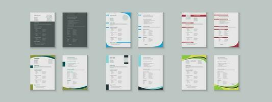 hervat bundel collecties, uniek vector mega CV reeks sjabloon, 2 Pagina's CV lay-out of hervat ontwerp met mockup