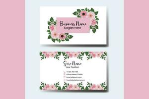 bedrijf kaart sjabloon roze bloem .dubbelzijdig blauw kleuren. vlak ontwerp vector illustratie. schrijfbehoeften ontwerp