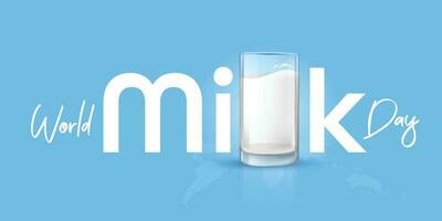 wereld melk dag, juni 1e. melk in glas vector