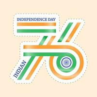 zeventig zes 76 jaren van onafhankelijkheid dag, Indisch nationaal vlag driekleuren Aan perzik achtergrond. vector