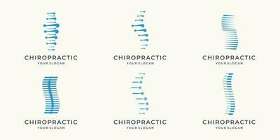 reeks van abstract chiropractie logo. massage, terug pijn, wervelkolom symbool osteopathie. icoon reeks logo. vector