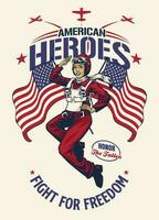 wijnoogst t-shirt ontwerp van Dames Amerikaans ww2 piloot vector