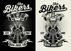 zwart en wit t-shirt ontwerp van Mens motorfiets rijder vector