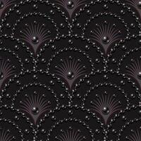 naadloos donker lila patroon met ventilator vormig rooster, draad van parel slecht, dun stralen binnen van rooster cel. klassiek luxe achtergrond. vector