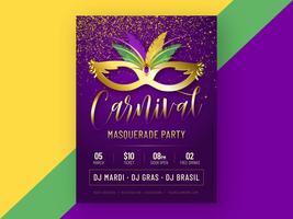 Carnaval maskerade partij Poster Vector sjabloon