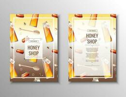folder sjabloon met honing producten. honing winkel, gezond natuurlijk product.banner, poster, a4 Hoes voor reclame vector