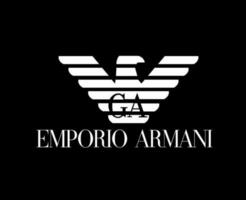 emporio armani merk logo symbool wit ontwerp kleren mode vector illustratie met zwart achtergrond