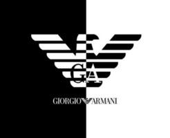 Giorgio armani merk kleren logo symbool met naam zwart en wit ontwerp mode vector illustratie