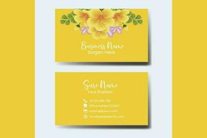 bedrijf kaart sjabloon geel hibiscus bloem .dubbelzijdig geel kleuren. vlak ontwerp vector illustratie. schrijfbehoeften ontwerp