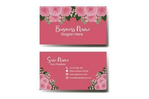 bedrijf kaart sjabloon roze dahlia bloem .dubbelzijdig roze kleuren. vlak ontwerp vector illustratie. schrijfbehoeften ontwerp