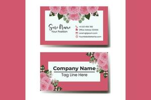 bedrijf kaart sjabloon roze dahlia bloem .dubbelzijdig roze kleuren. vlak ontwerp vector illustratie. schrijfbehoeften ontwerp