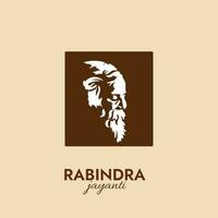 rabindra Jayanti sociaal media post . Rabindranath tagore geboorte verjaardag Aan de 25e dag van boishakh vector