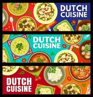 Nederlands keuken restaurant gerechten horizontaal banners vector