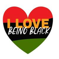 ik liefde wezen zwart. hart in kleuren van zwart geschiedenis maand vlag, juni, nationaal Afrikaanse Amerikaans onafhankelijkheid dag. t-shirt, kaart ontwerp. vector illustratie geïsoleerd Aan wit achtergrond