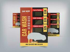 auto wassen folder ontwerp sjabloon, auto schoonmaak onderhoud folder, het wassen folder, auto- wassen brochure, folder lay-out ontwerp. vector