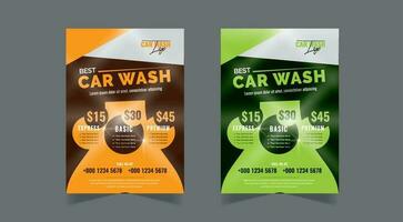 auto wassen folder ontwerp sjabloon, auto schoonmaak onderhoud folder, het wassen folder, auto- wassen brochure, folder lay-out ontwerp. vector