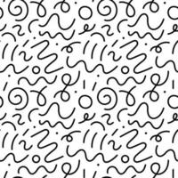 90s naadloos patroon kronkelen. abstract meetkundig vormen naadloos patroon. vector hand- getrokken divers vormen en tekening voorwerpen. abstract hedendaags modern stijl. modieus kleurrijk illustratie.