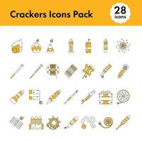 reeks van crackers icoon in geel en wit kleur. vector